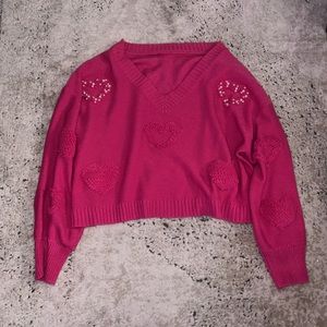pink pearl heart sweater